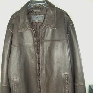 Perry Ellis Portfolio Brown Lambskin Leather Jacket Men's size 3XL. True to size